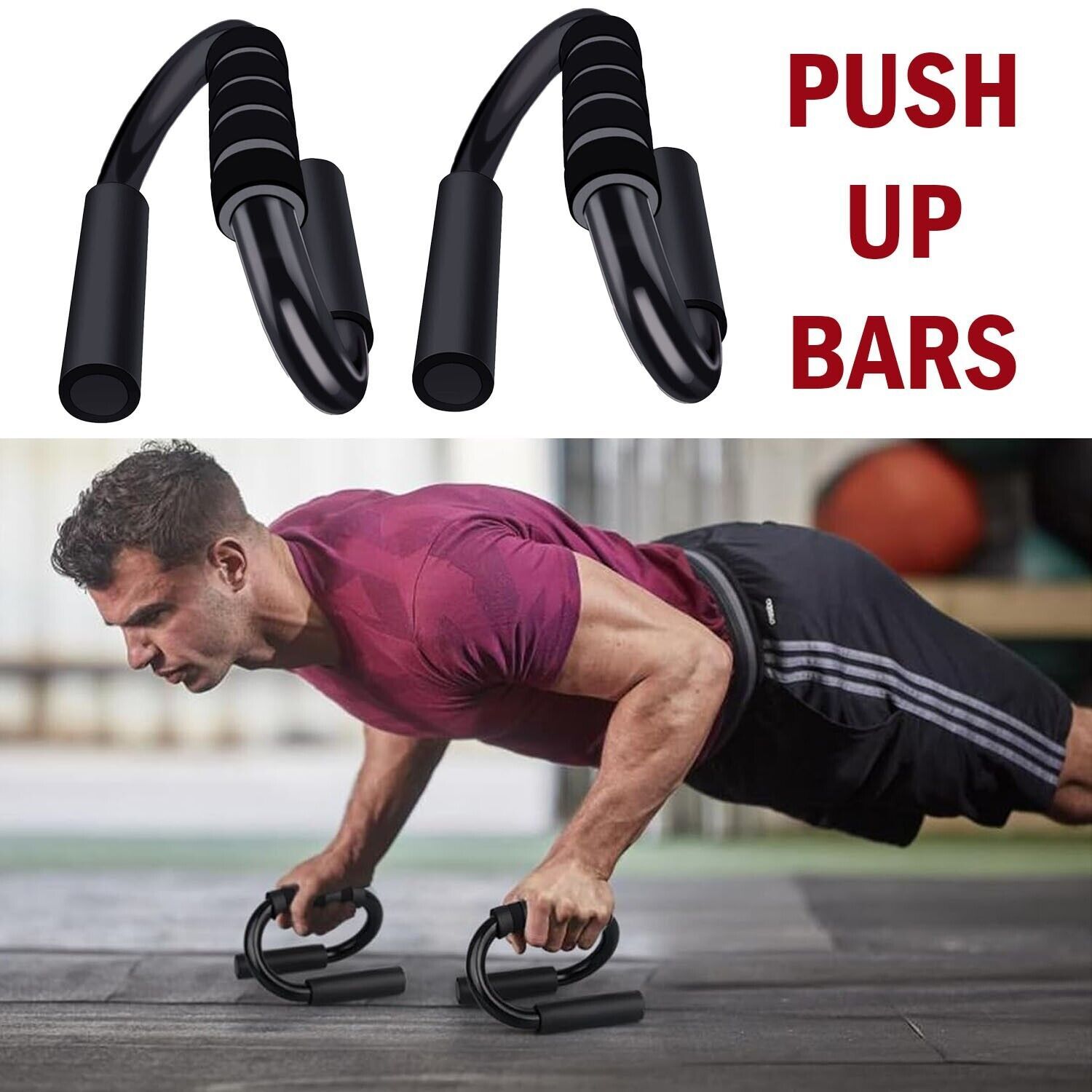 Non-Slip S-Shaped Push-Up Bars – Home Gym Fitness Equipment