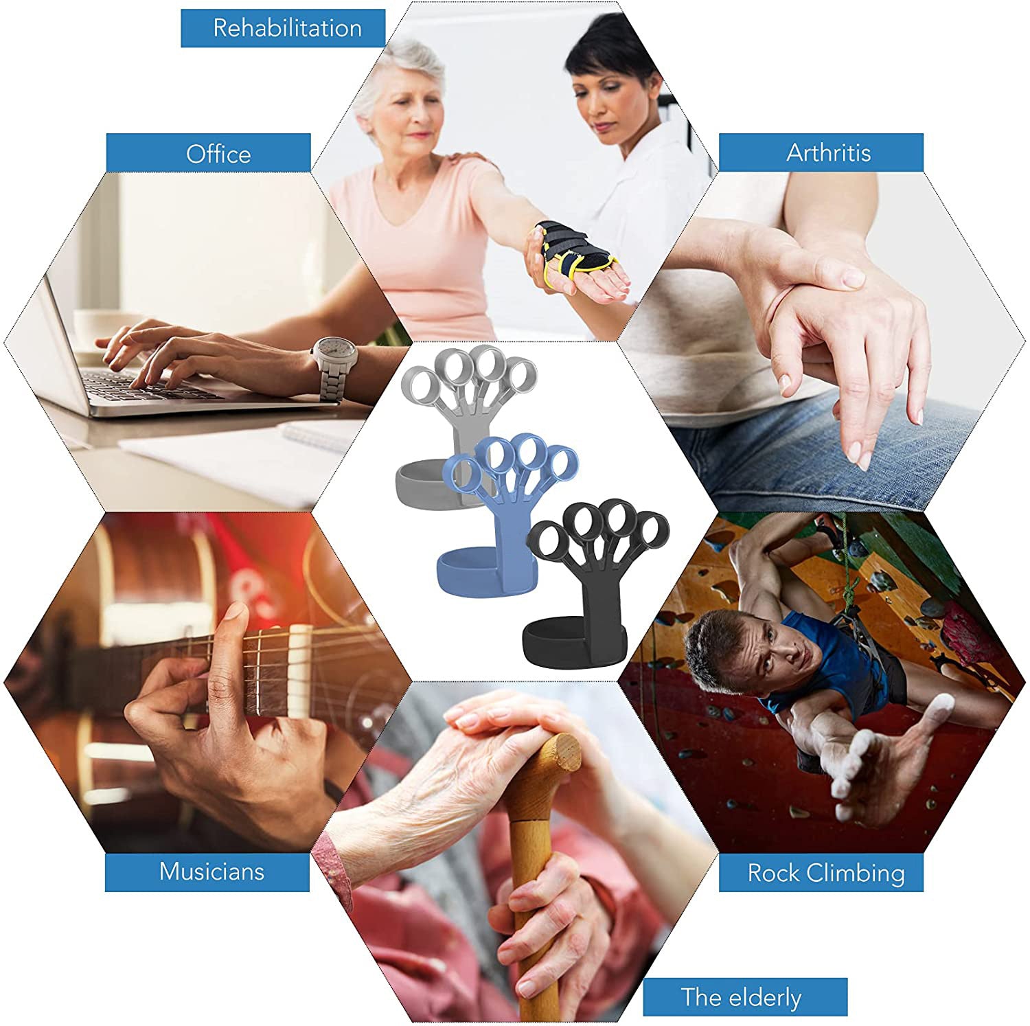 Silicone Finger Grip Trainer for Hand Strength & Pain Relief