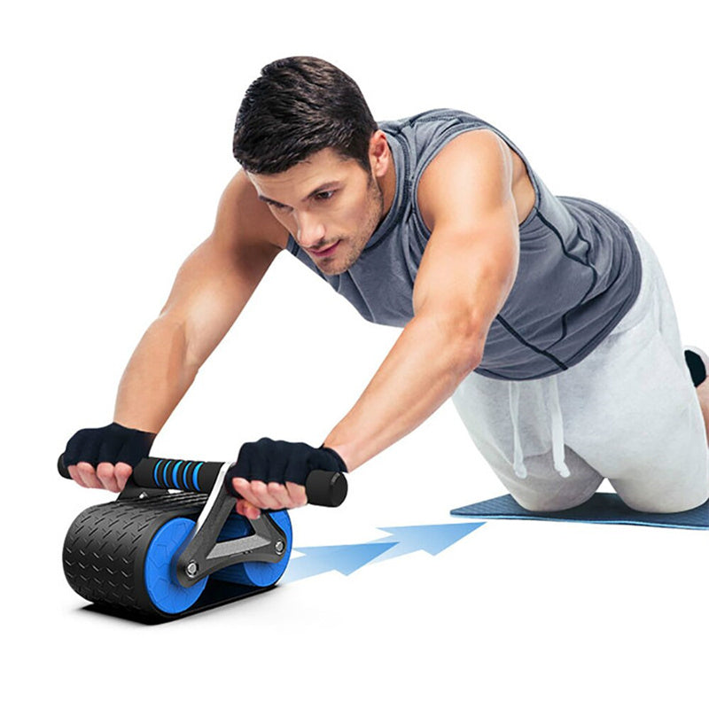 Double Wheel Ab Roller with Automatic Rebound - Waist Trainer for Home Gym